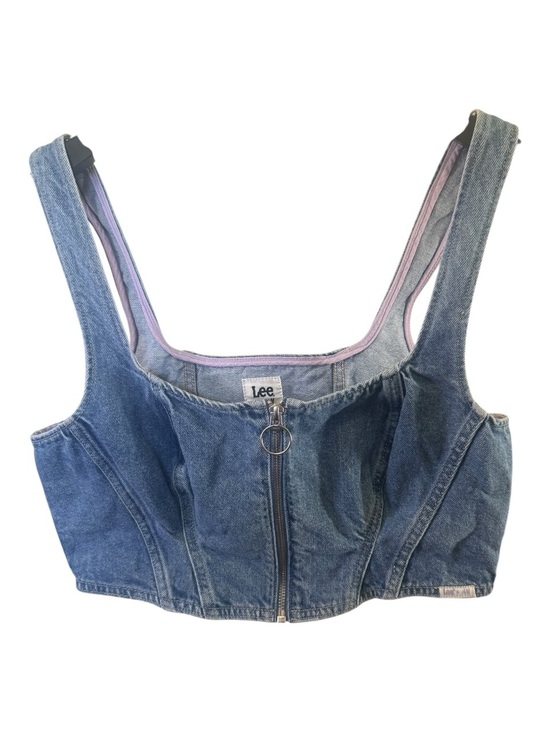 Lee Tops - Lee x H&M Blue Denim Bustier Crop Tank Top Zip Up Corset | Size Medium